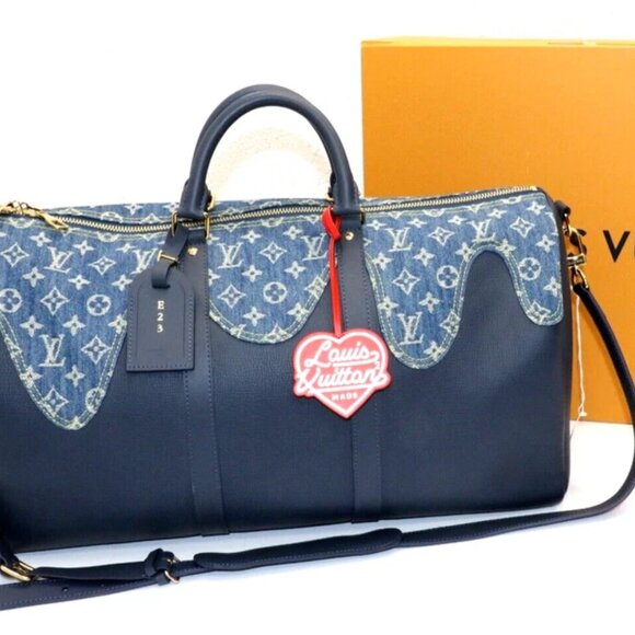 LOUIS VUITTON Denim LV Squared NIGO Keepall Bandouliere 50 M45975 - Picture 1 of 15